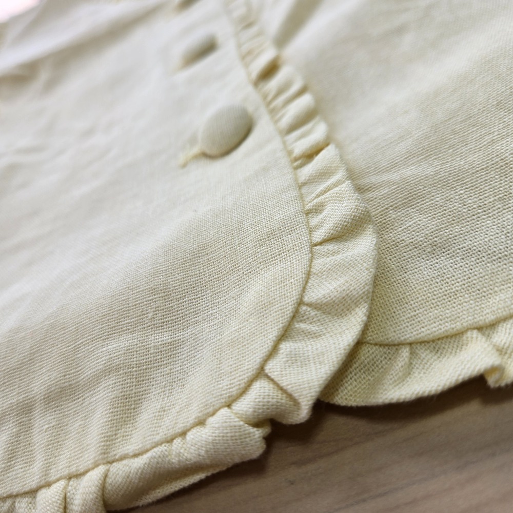 Rachel Zoe Women's Large Yellow Linen Blend Ruffle Trim Button Front Vest Top... - Picture 4 of 16